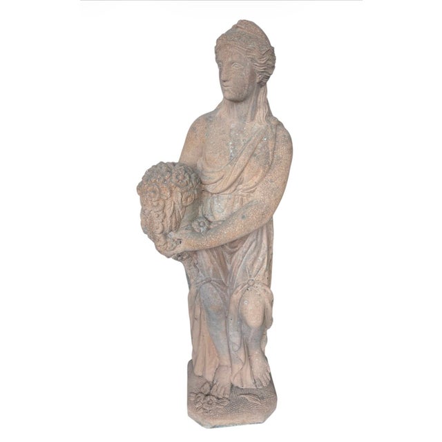 Neoclassical Vintage Neoclassical Terracotta Garden Statue of Flora For Sale - Image 3 of 12