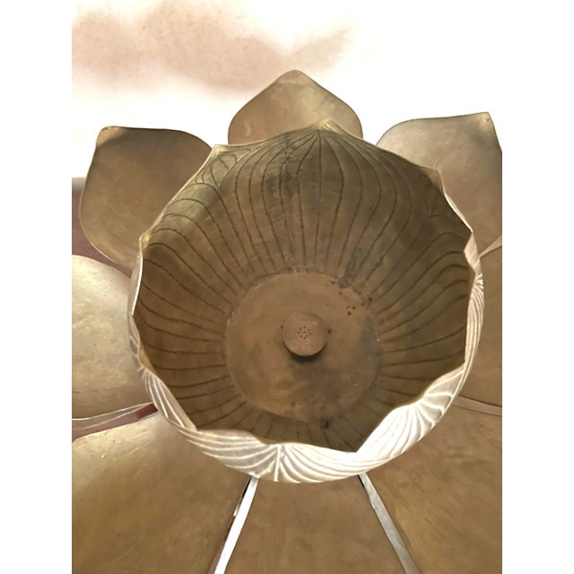 Feldman Brothers Large Vintage Brass Lotus Fountain Piece For Sale - Image 4 of 7