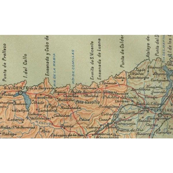 This antique map is a historical map of the province of Santander (currently known as Cantabria) from the year 1901....