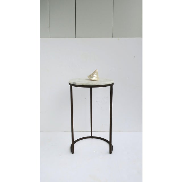 Contemporary Granite Marble Bronzed Side Drinks Table For Sale - Image 3 of 9