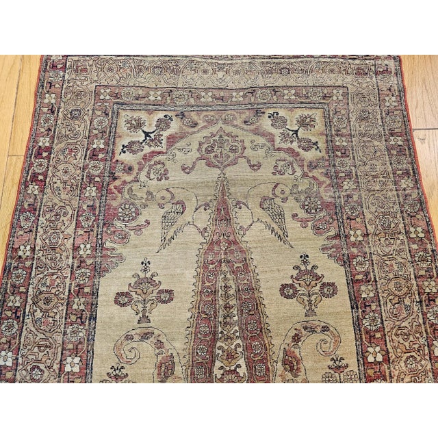 19th Century Persian Kerman Lavar Pictorial Rug, Hand-Knotted Wool, Tree of Life Pattern, Tan & Red, 4’ X 6’ For Sale - Image 9 of 12