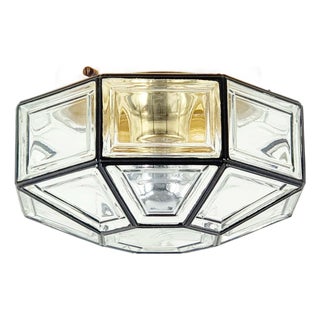 Mid-Century Modern Glass and Brass Flush Mount from Limburg, Germany, 1960s For Sale