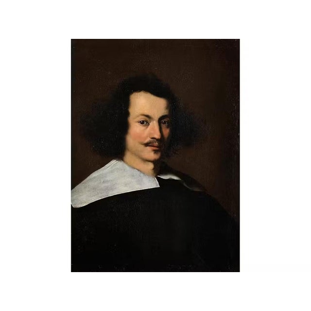 Bernardo Strozzi, Portrait of a Man with White Collar, Oil on Canvas, 17th Century, Framed For Sale - Image 14 of 14