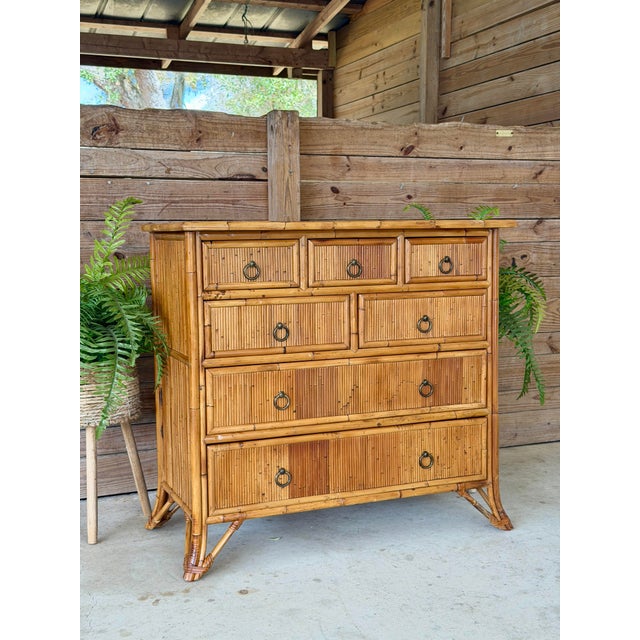 Coastal Organic Modern Split Rattan Chest of Drawers by Milling Road for Baker For Sale - Image 12 of 12