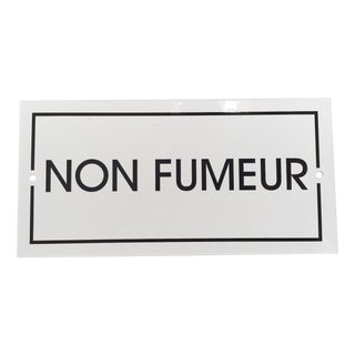 French 'Non-Fumeur' White Enamel Plaque For Sale