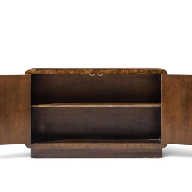 Mastercraft Mid Century Burlwood and Brass Credenza For Sale In Chicago - Image 6 of 8