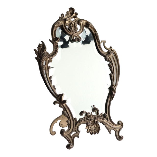 Antique Rococo Table Mirror in Bronze For Sale
