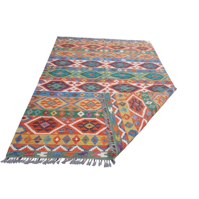 Mid 20th Century Vintage Mid-20th Century Anatolian Flatwoven Kilim 7'9" X 5'7" For Sale - Image 5 of 8