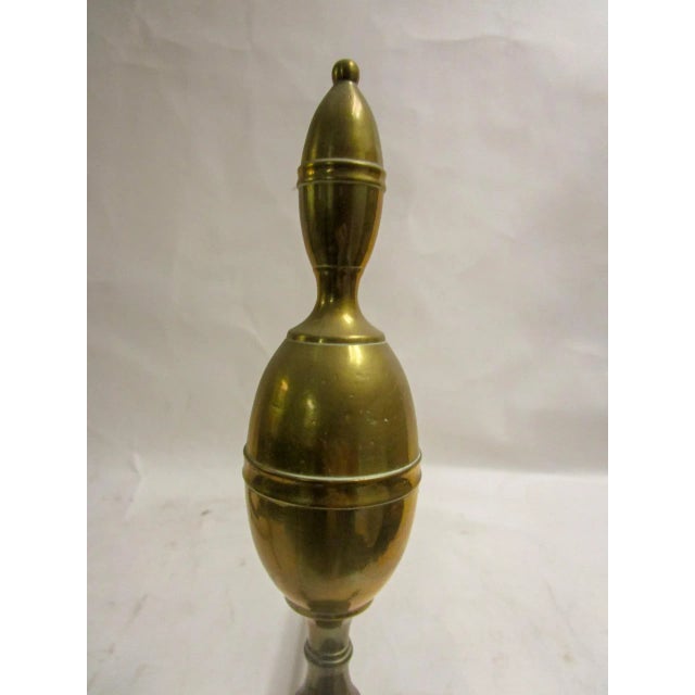 18th C Brass American Chippendale Lemon Drop Top Andiron Firedog Pair For Sale - Image 4 of 12