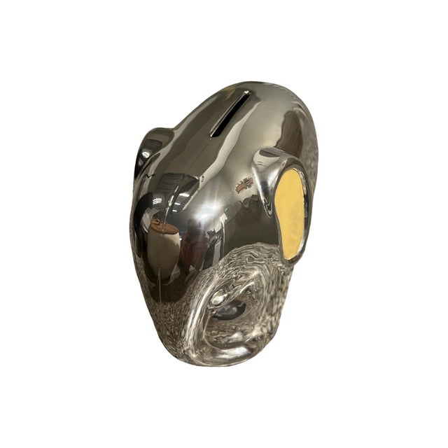Silver Vintage Mid Century Modern Silver Plated Coin Piggy Bank For Sale - Image 8 of 10