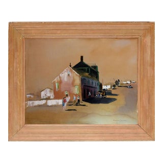 Afternoon Street Scene - Mid Century Figurative Landscape by Rudolf Jacobi For Sale