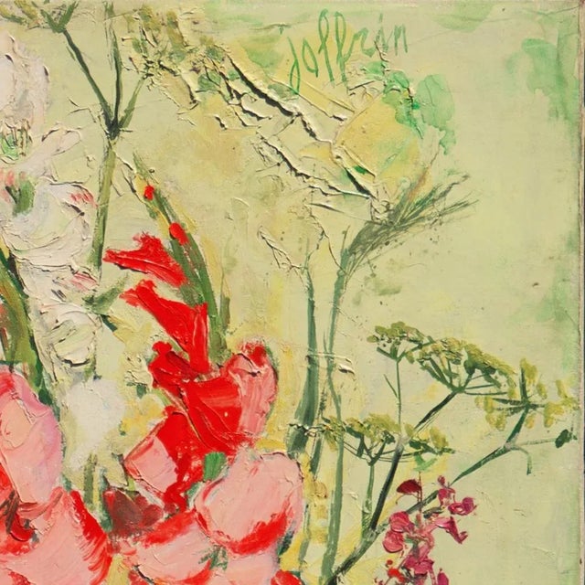 Signed upper right, "Joffrin" for Guily-Jeanne Joffrin (French, 1909-2007) and painted circa 1965. Photo of the artist in...