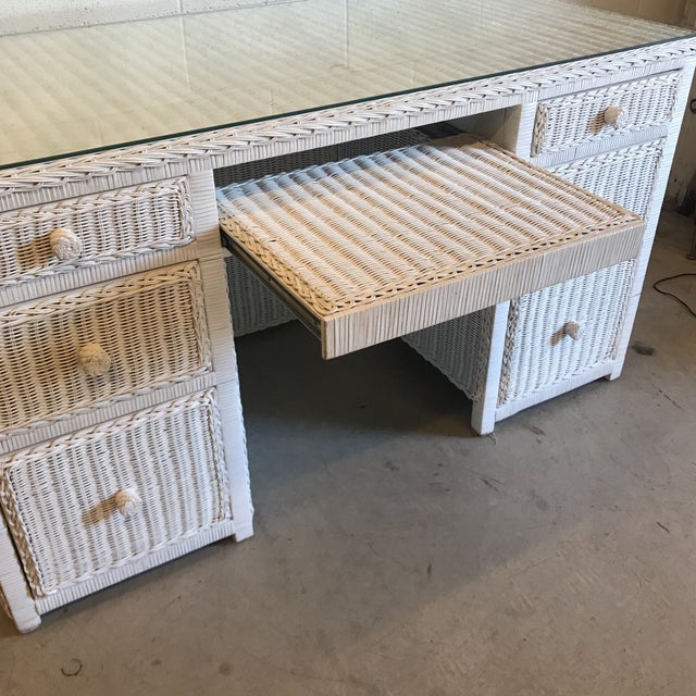 Vintage White Wicker Writing Desk Chairish