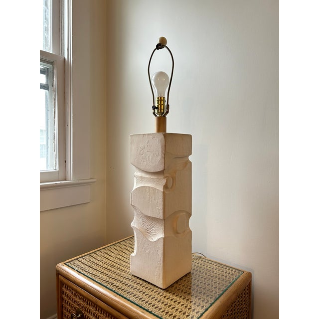 1980s Large Abstract Plaster Table Lamp Casual Lamps of California For Sale - Image 5 of 9