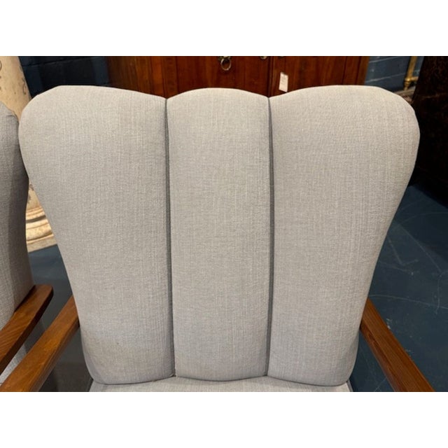 Mid 20th Century Pair of Italian Art Deco Style Club Chairs With Grey Upholstery For Sale - Image 5 of 6