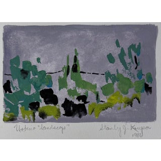 1986, "Urbino Landscape", Abstract Expressionist, Original Gouache, Artist Stanley J. Krupa For Sale