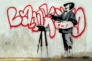 Banksy's Graffiti Art "The Bubble Artist" Limited Edition Lithographic Print
