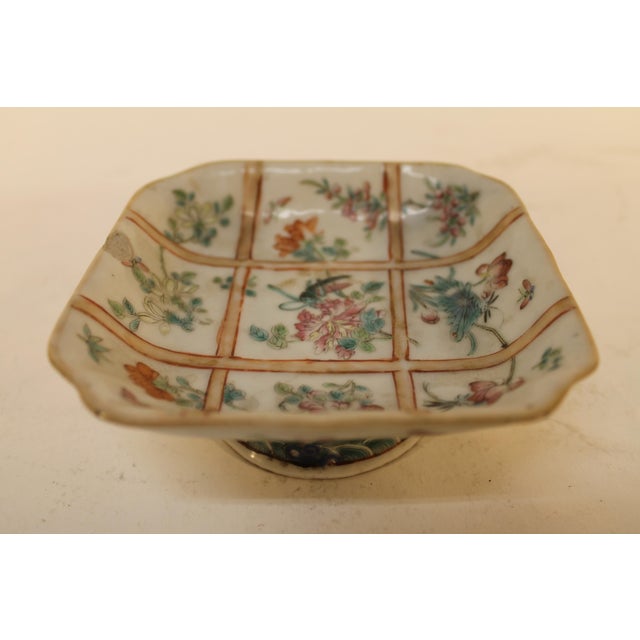 Antique 18th Century Chinese Export Famille Rose Porcelain Pedestal Dish For Sale - Image 4 of 6