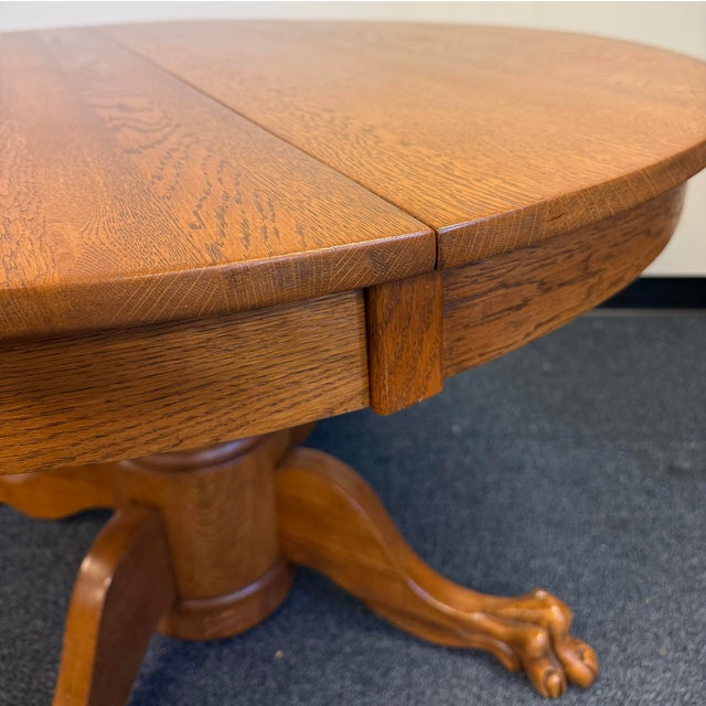 Early 20th Century Quarter Sawn Oak Claw Foot Dining Table For Sale - Image 9 of 10
