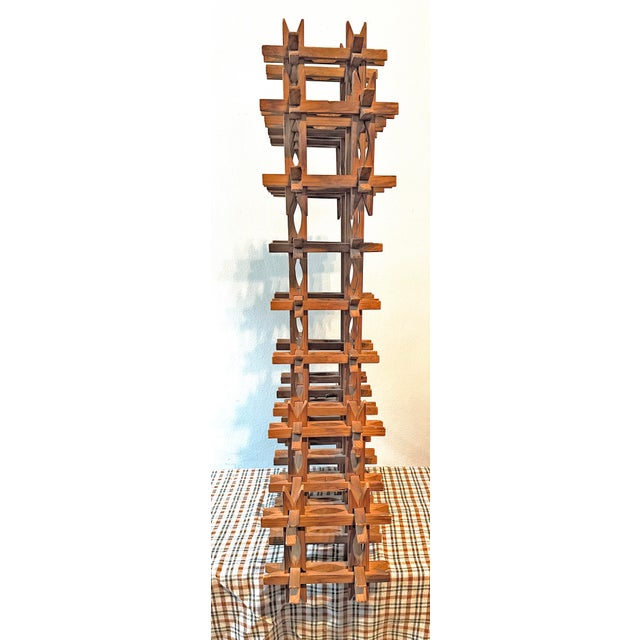 Folk Art Antique Tramp Art Crown of Thorns Wooden Cross For Sale - Image 3 of 7