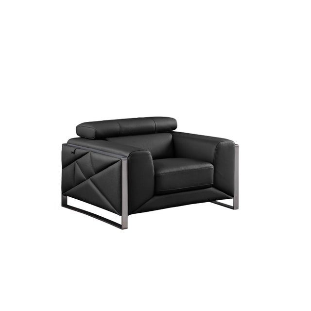 Contemporary Casa Milano Giorgio Black Italian Leather 3-Piece Sofa Set For Sale - Image 3 of 5