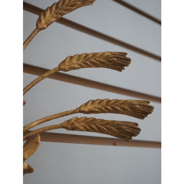 1990s Pair of Italian Gold Wheat Sheaf Candelabra Wall Sconces For Sale In Philadelphia - Image 6 of 12