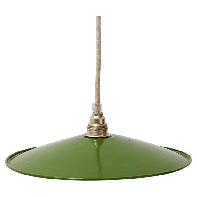 Antique French Hanging Lamp in Green Lacquered Metal For Sale - Image 13 of 13