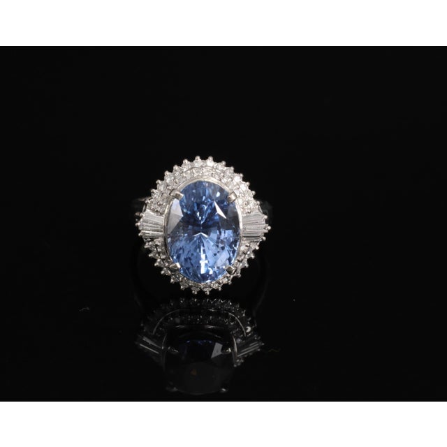 Late 20th Century Fine 7.43ct Gia Ceylon Blue Sapphire & 0.60ct Diamond Platinum Ring, Size 5.75 For Sale - Image 11 of 18