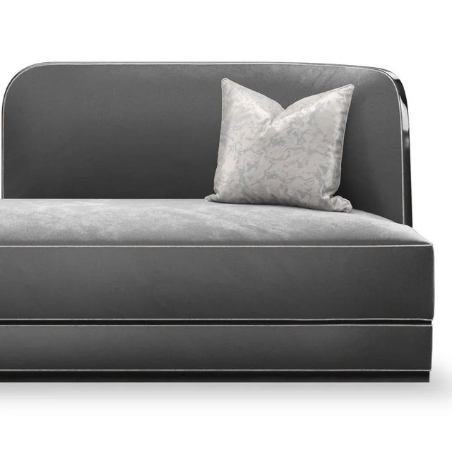 Colette sofa by memoir essence dimensions: d 80 x w 220 x h 75 cm. Materials: velvet prs, satin znc and lacquer.