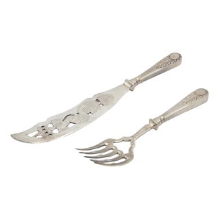 Cut-Out Silver Fish Knife and Fork, Set of 2 For Sale