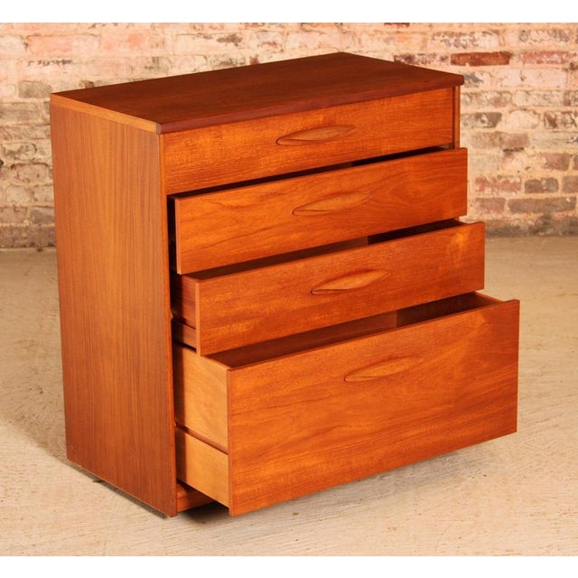 Brown Mid-Century Teak Chest of 4 Drawers on Casters from Austinsuite, 1960s For Sale - Image 8 of 11