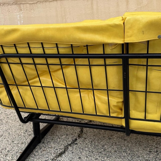 Vintage Homecrest Mid Century Modern Wire Metal Sofa W/ Yellow Vinyl Cushions For Sale - Image 17 of 18