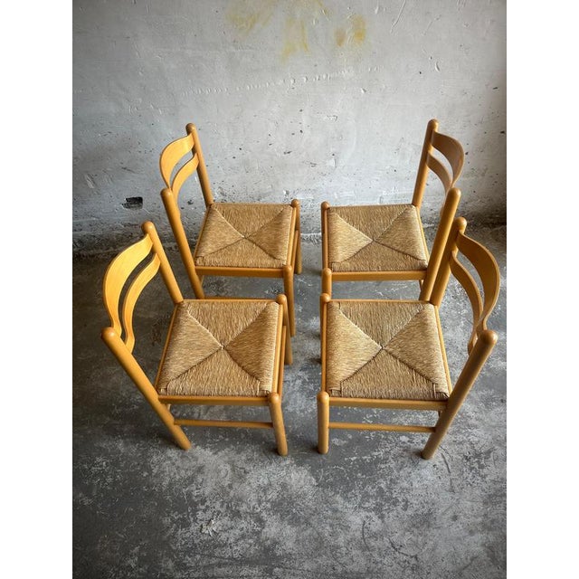Italian Rush Seat Dining Chairs, Set of 4 For Sale - Image 3 of 6