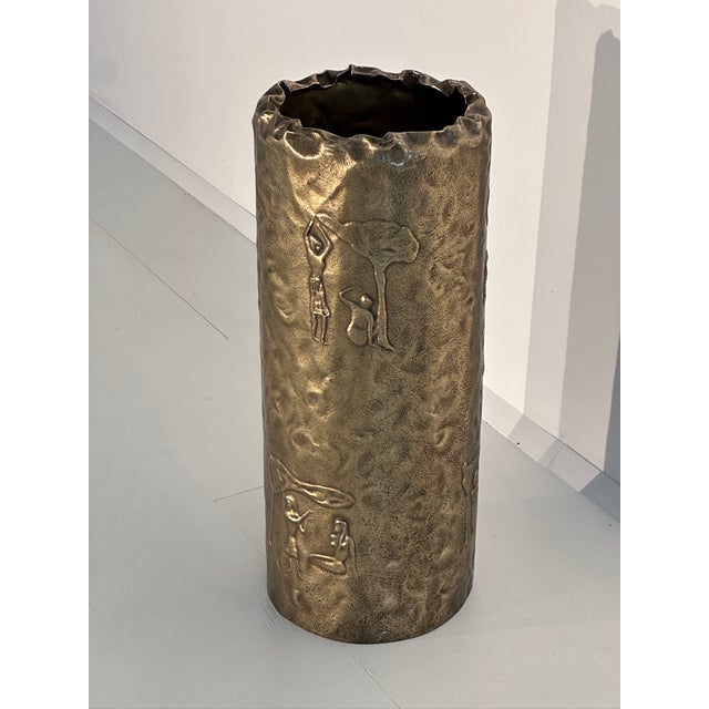 Brutalist Bauhaus Brass Umbrella Stand by Angelo Bragalini, 1960s For Sale - Image 10 of 10