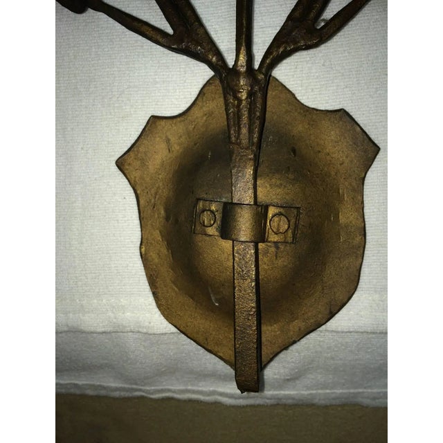 Hand Wrought Iron Floral Wall Sconces - A Pair For Sale - Image 10 of 11