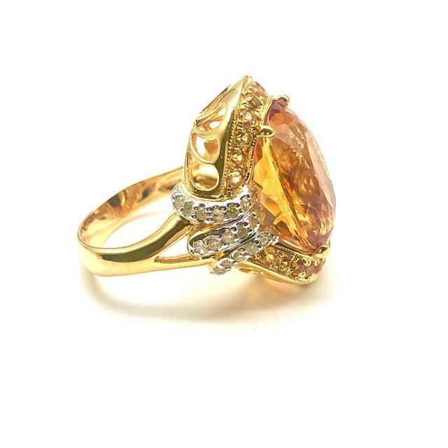 Bochic “Orient” Vintage Yellow Sapphire, Citrine & Diamonds Set 18K Gold & Silver For Sale - Image 11 of 13