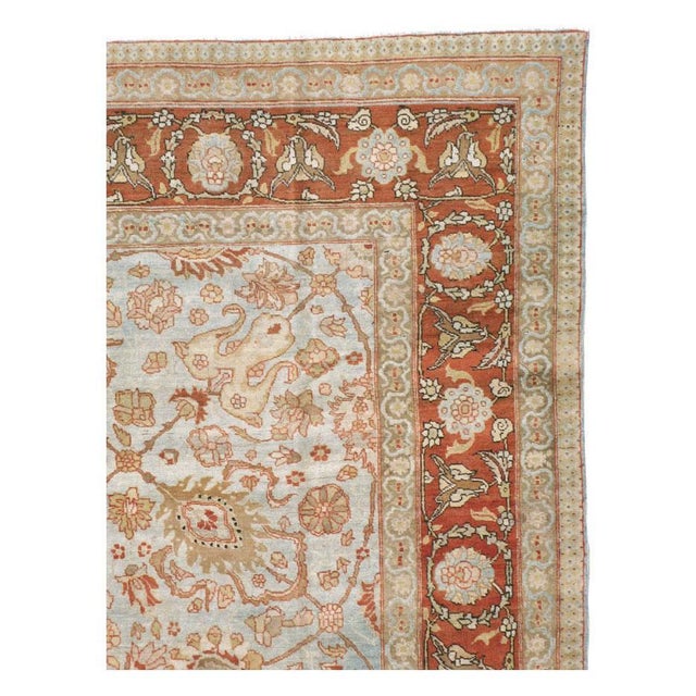 Galerie Shabab Collection Early 20th Century Persian Tabriz Room Size Carpet in Red, Blue, and Grey For Sale - Image 4 of 10
