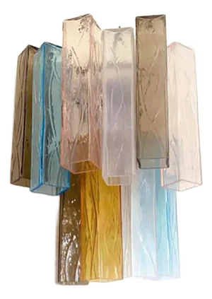 Multicolored Squared Murano Style Glass Wall Sconces from Simoeng, Set of 4