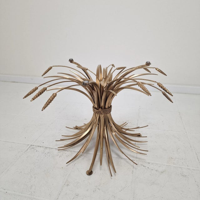 Hollywood Regency Gilded Sheaf of Wheat Coffee Table in the style of Coco Chanel, 1970s For Sale - Image 9 of 15