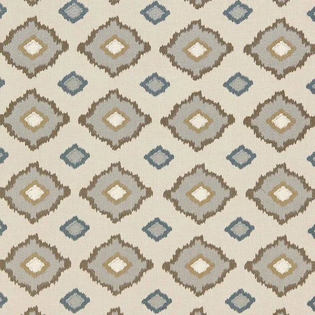 Contemporary Schumacher X Martyn Lawrence Bullard Sikar Embroidery Fabric in Flax For Sale - Image 3 of 3