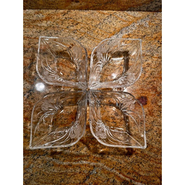 1980s Hoya Crystal Japan Floral Pattern Set of 4 Bowls-Original Box-Model Nyb986au For Sale In West Palm - Image 6 of 12