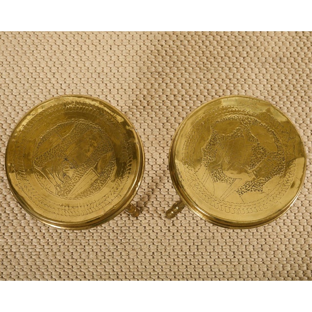 Pair of Middle Eastern Moorish Pierced Brass Stools For Sale - Image 9 of 12