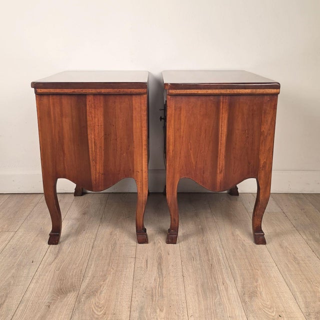 Pair of Italian Cherry Nightstands For Sale - Image 4 of 11