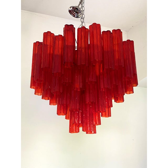 Metal Red "Campari" Colour Chandelier in Murano Style Glass For Sale - Image 7 of 8