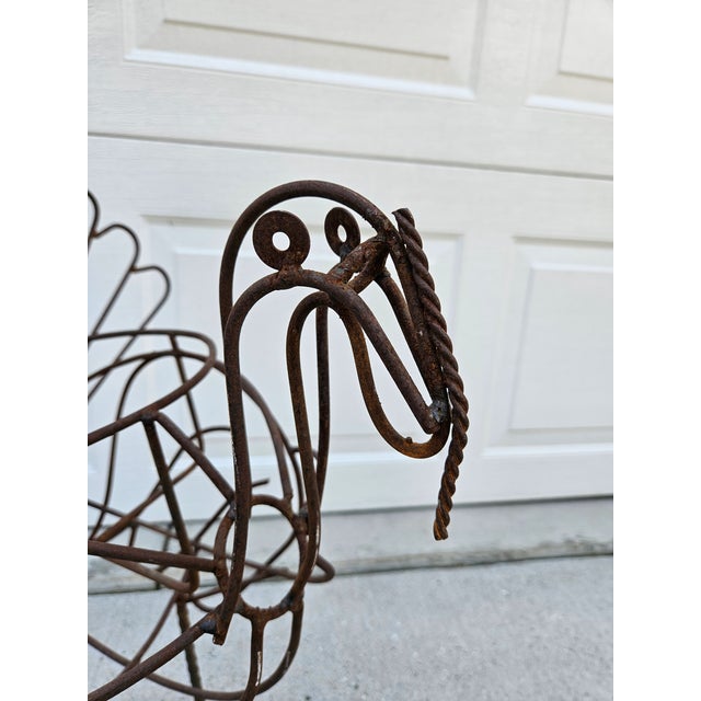 Black Folk Art Wire Turkey Planter For Sale - Image 8 of 12