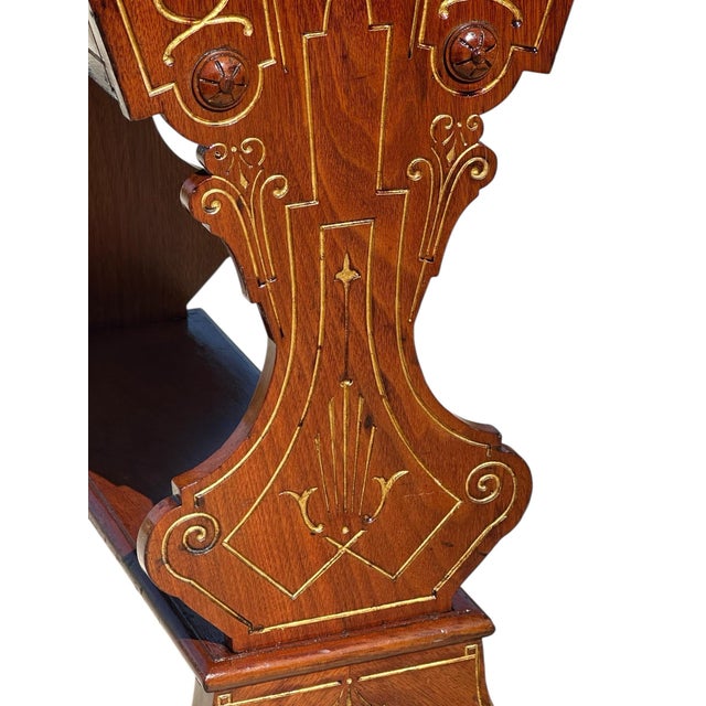 Antique Victorian Renaissance Revival Walnut Portfolio Stand With Gilded Carving For Sale - Image 11 of 12