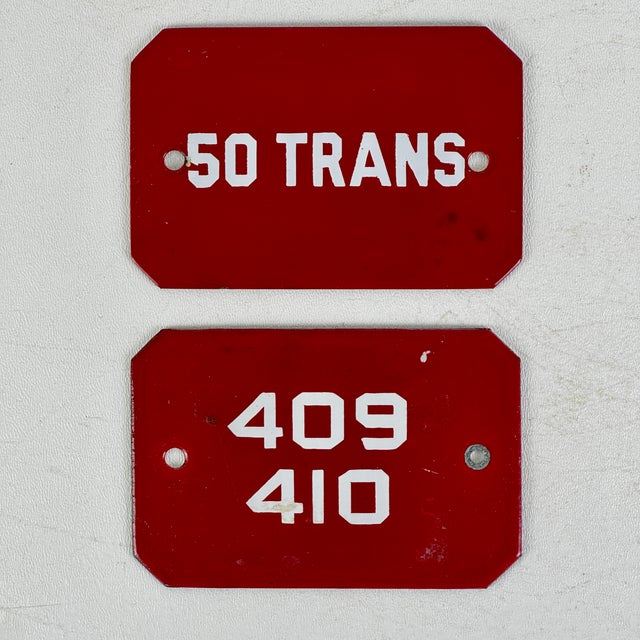 Pair of Vintage Porcelain / Enamel Wall Plaques With Numbers. Circa: Mid 20th Century Condition: Consistent with age. See...