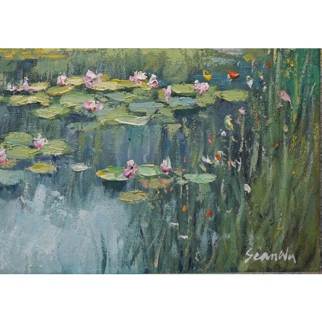 Original Oil Landscape of Lily Pond For Sale - Image 4 of 5