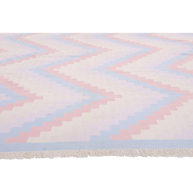 Vintage Indian Dhurrie Rug, 10'00 X 14'00 For Sale - Image 4 of 10