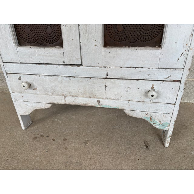 Primitive Antique Tin Stamped Pie Safe-Cupboard (Circa 1700's) For Sale - Image 12 of 18